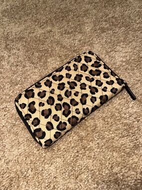 Vera Bradley Leopard Print Quilted Zip Wallet in Beige, Brown, Black
